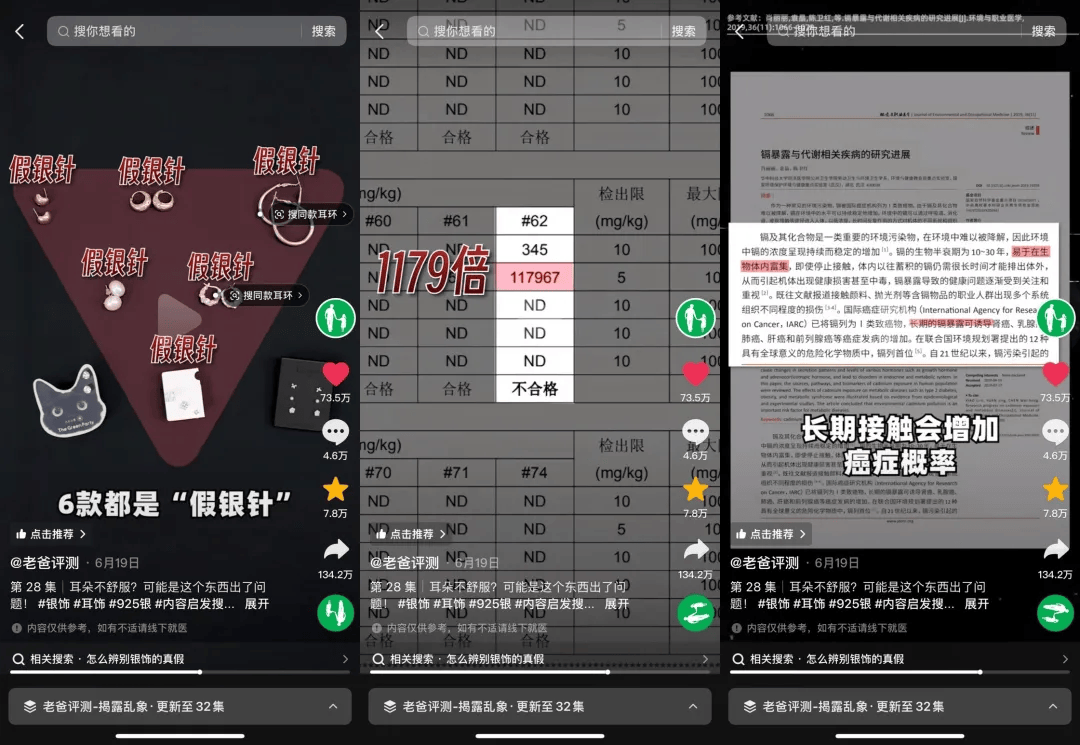 “9.9元假銀飾”背刺消費者：致癌物超標1179倍，400塊可買檢測報告:檢測報告